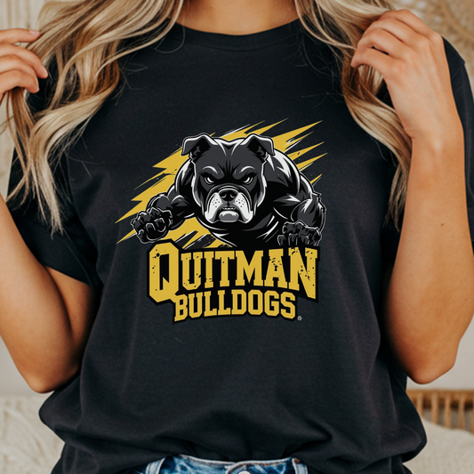 Quitman Bulldogs T-Shirt | Black & Gold Spirit Wear | Comfort Colors Unisex Tee