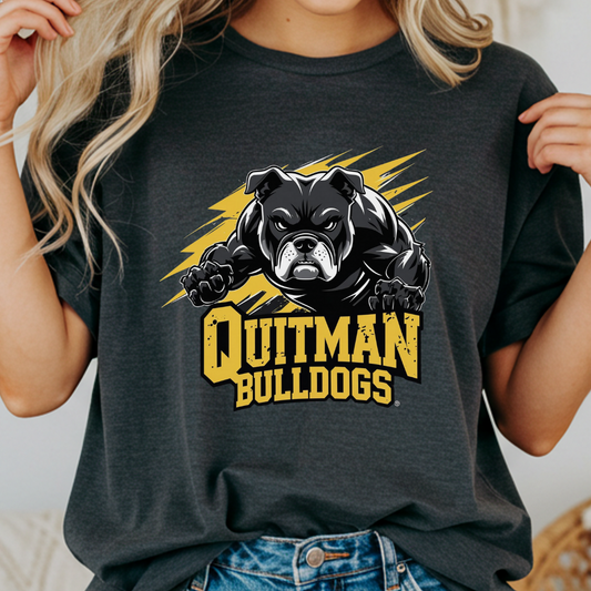Quitman Bulldogs T-Shirt | Black & Gold Spirit Wear | Comfort Colors Unisex Tee