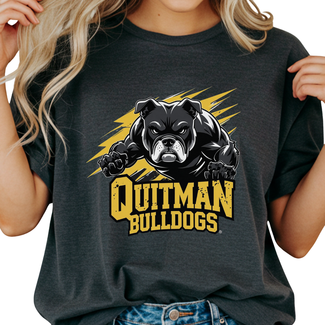 Quitman Bulldogs T-Shirt | Black & Gold Spirit Wear | Comfort Colors Unisex Tee